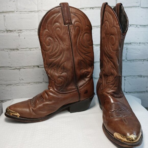 MENS VINTAGE LAREDO COWBOY BOOTS BROWN LEATHER POINT TOE SIZE 8.5 EE - Picture 12 of 12